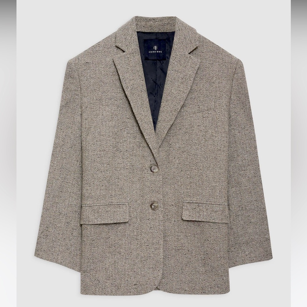 Anine Bing Quinn Blazer Textured Gray Suit Jacket small - Picture 2 of 16